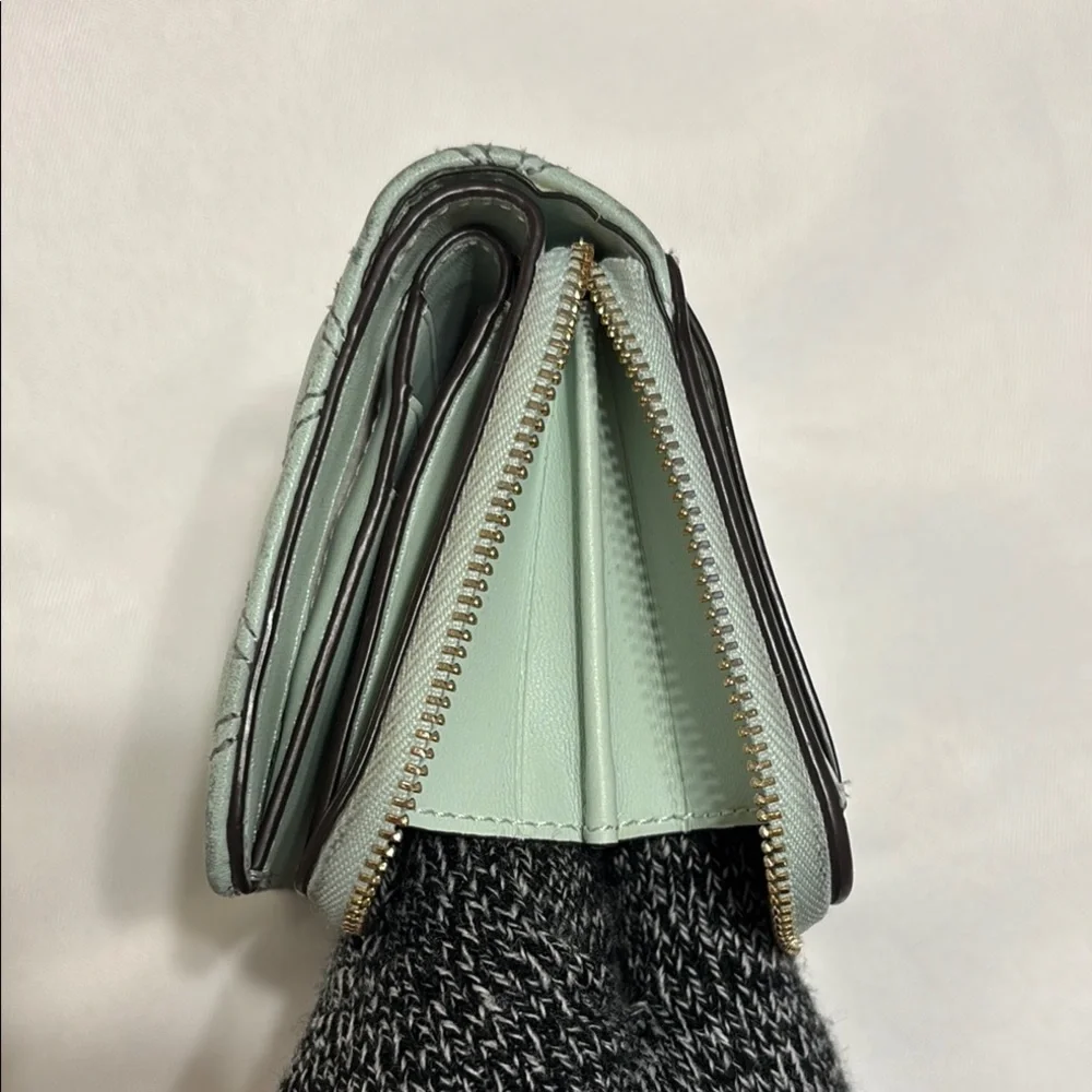 kate spade quilted mint green compact wallet